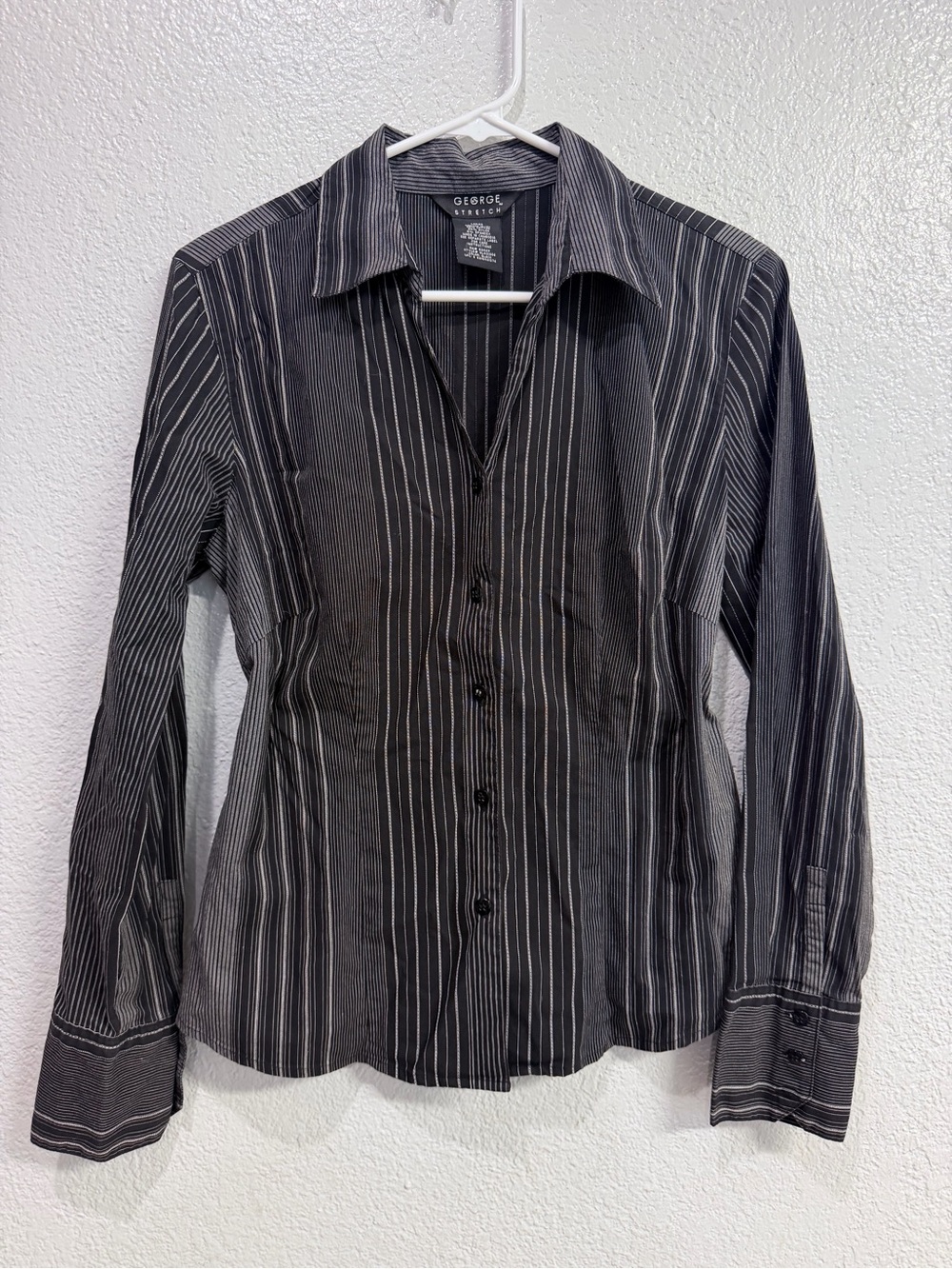 George Black Shirt with White Pinstripes